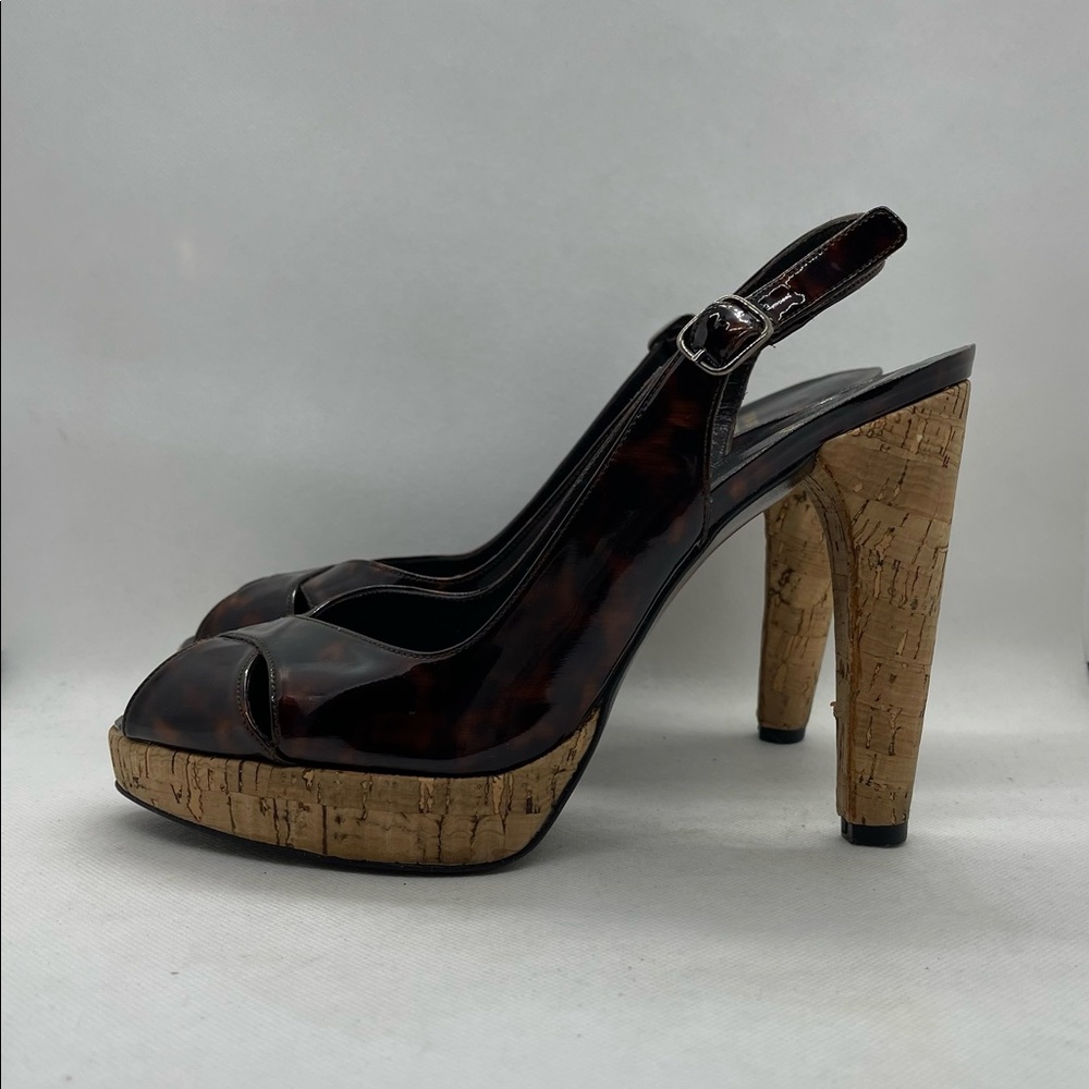 Stuart Weitzman Tortoise Patent Peep Ties - image 2